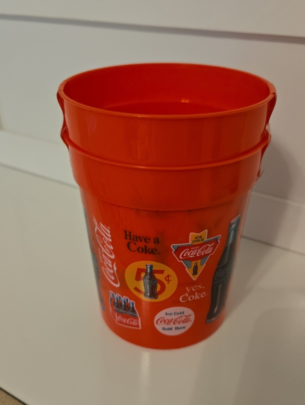 Coca Cola Red Set Of 2 Retro Logo Plastic Cup Nwt